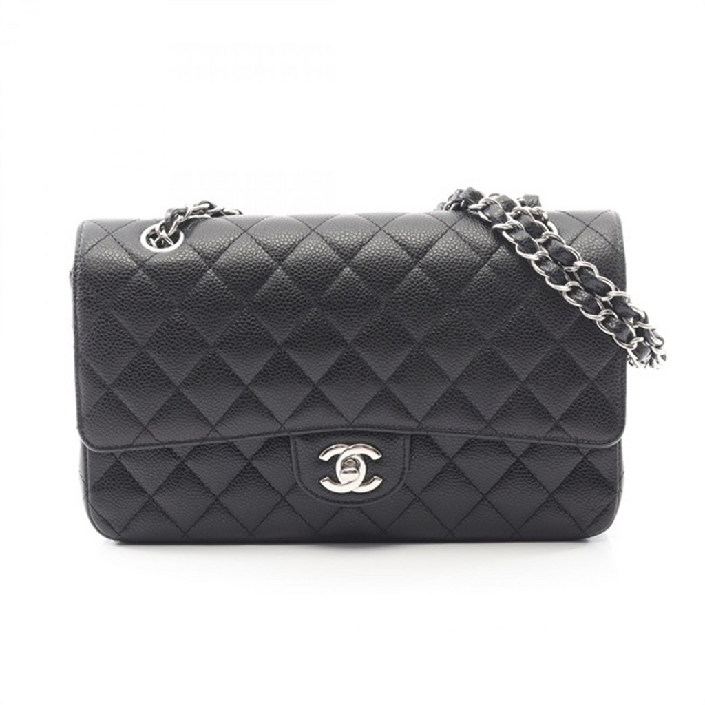 CHANEL マトラッセダブルフラップ ブラック/Ｓ金具