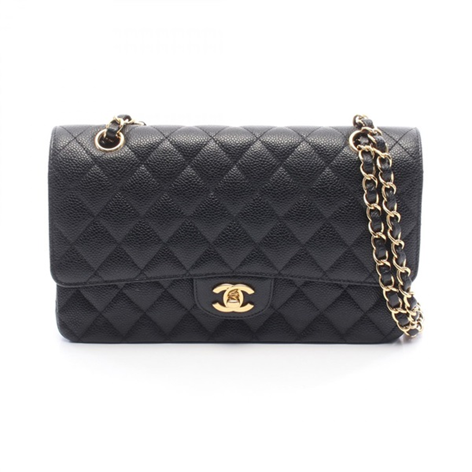 CHANEL マトラッセダブルフラップ ブラック/Ｇ金具