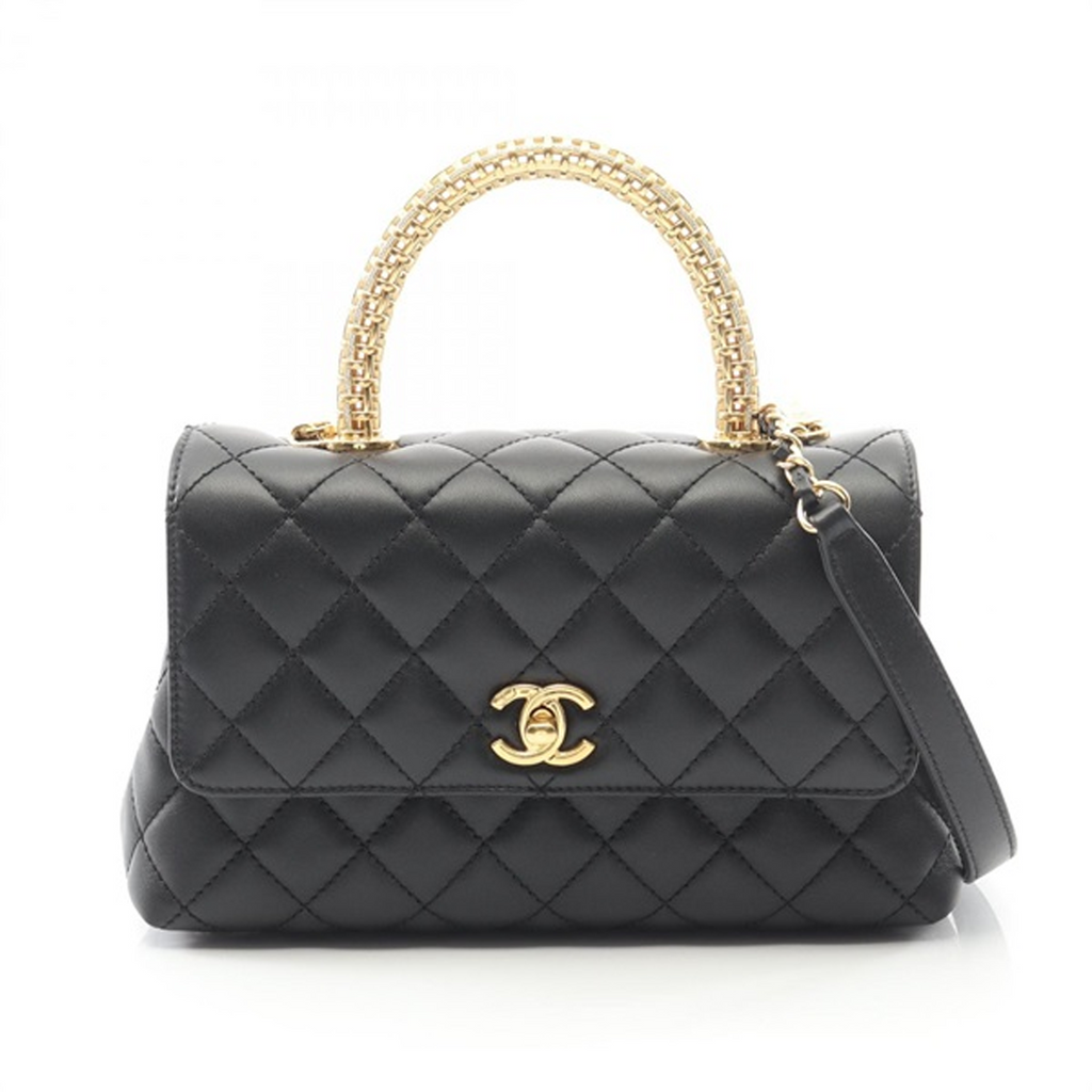 CHANEL ココハンドルフラップマトラッセ ブラック/Ｇ金具