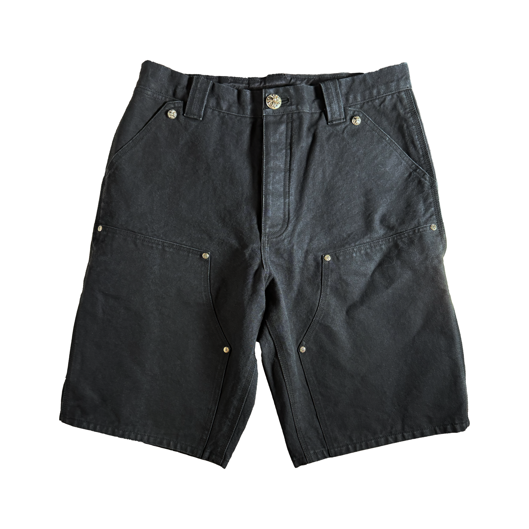 CHROME HEARTS Carpenter Cemetery Cross Patch Denim Shorts