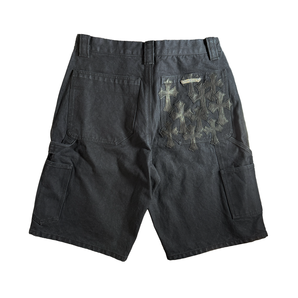 CHROME HEARTS Carpenter Cemetery Cross Patch Denim Shorts