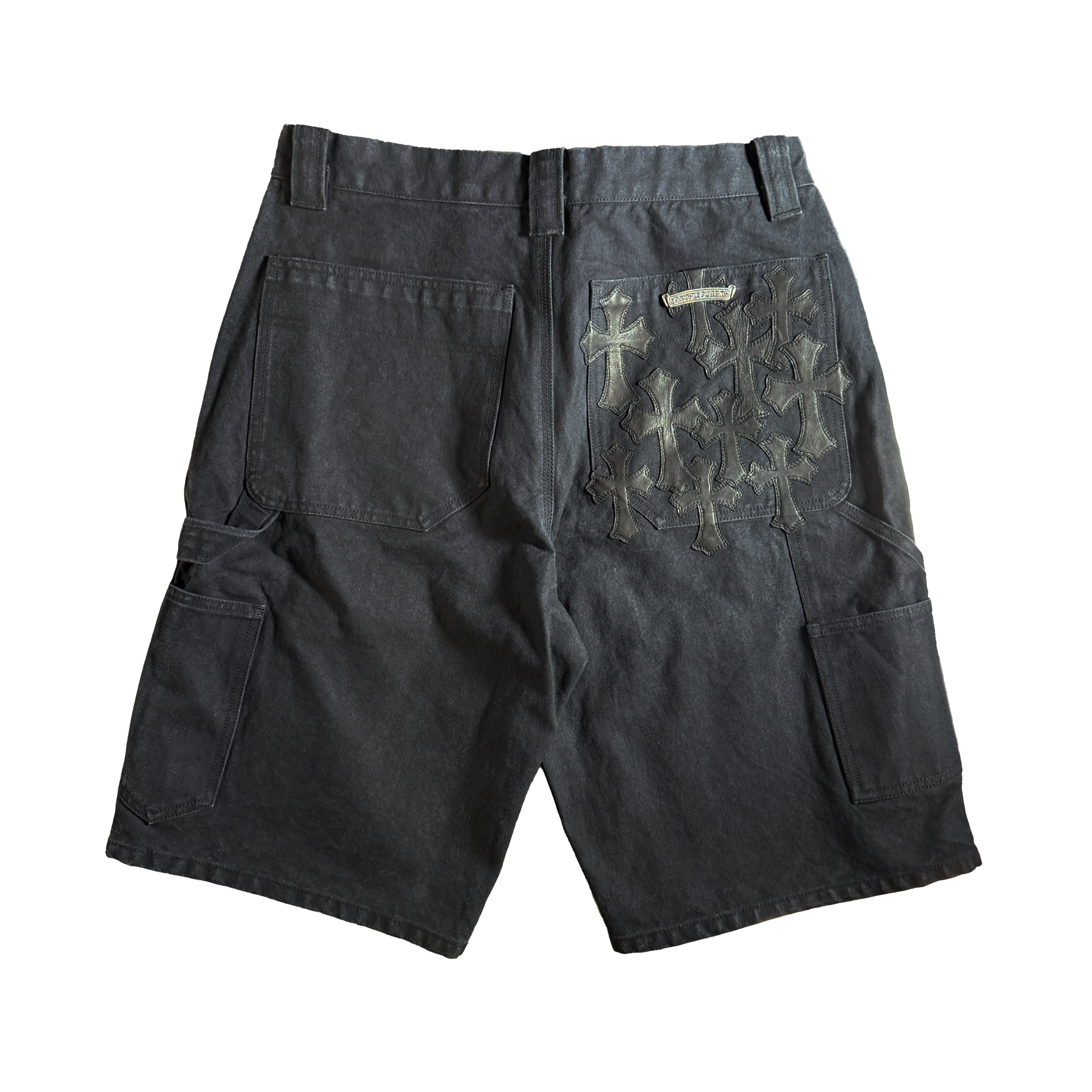 CHROME HEARTS Carpenter Cemetery Cross Patch Denim Shorts