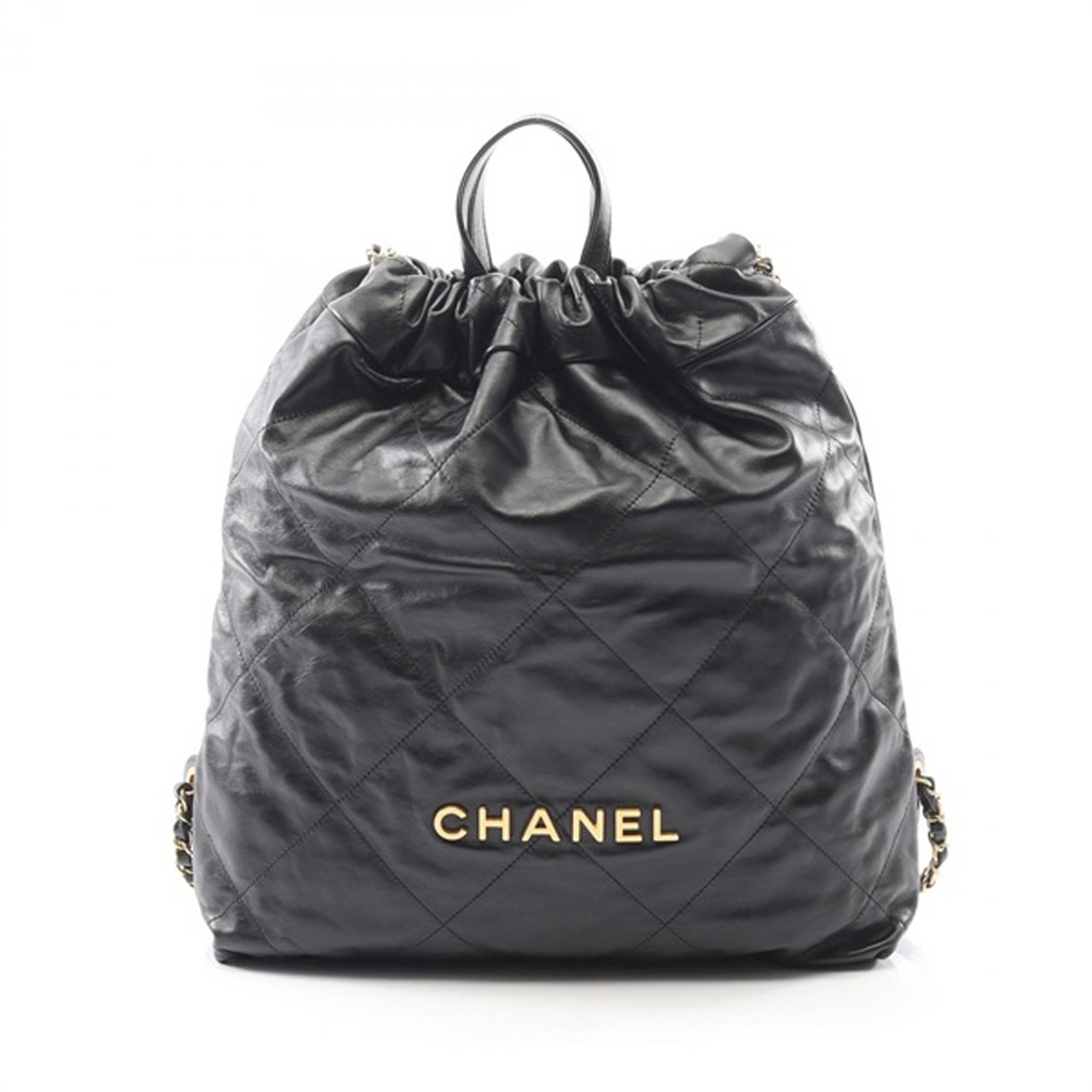CHANEL シャネル２２ラージリュックサック ブラック/G金具