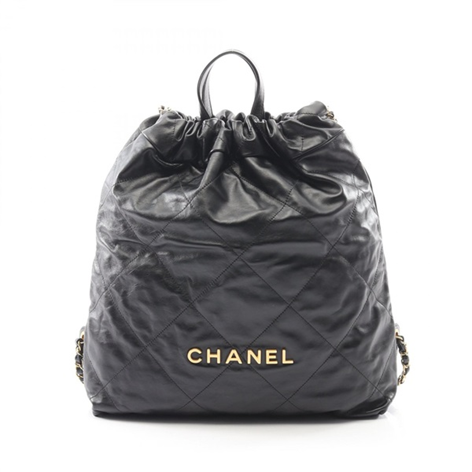 CHANEL シャネル２２ラージリュックサック ブラック/G金具