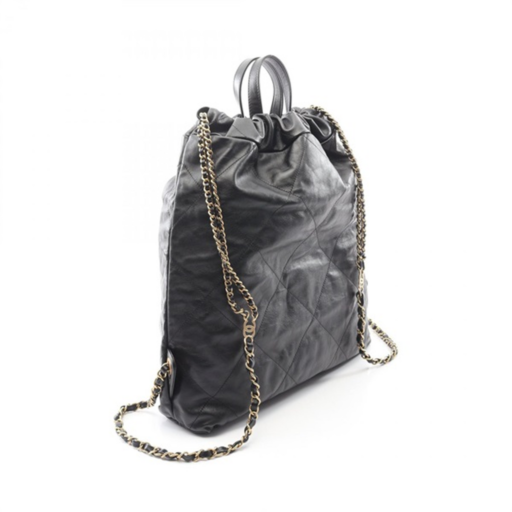 CHANEL シャネル２２ラージリュックサック ブラック/G金具