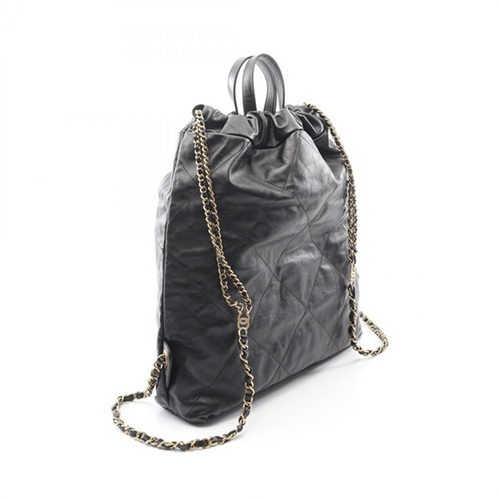 CHANEL シャネル２２ラージリュックサック ブラック/G金具